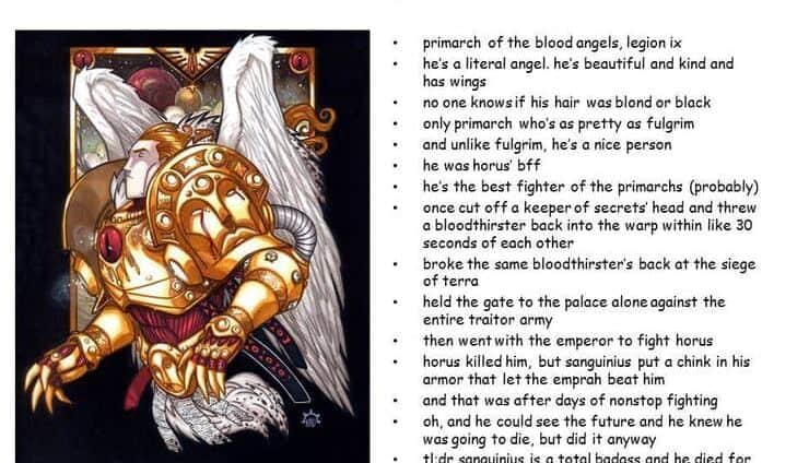 Sanguinius 15 things