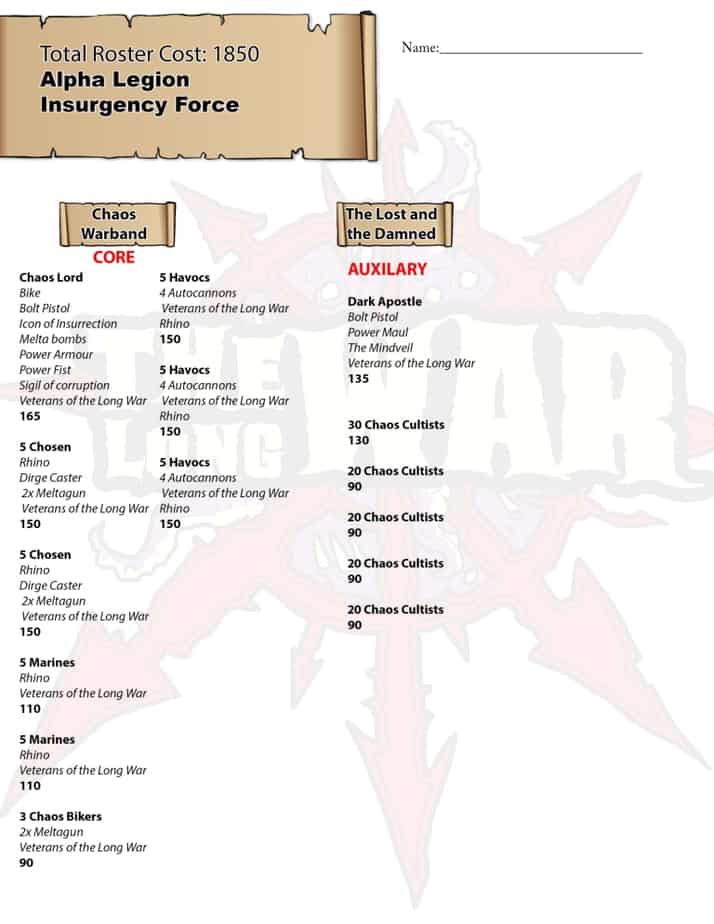 alpha legion insurgency force army list