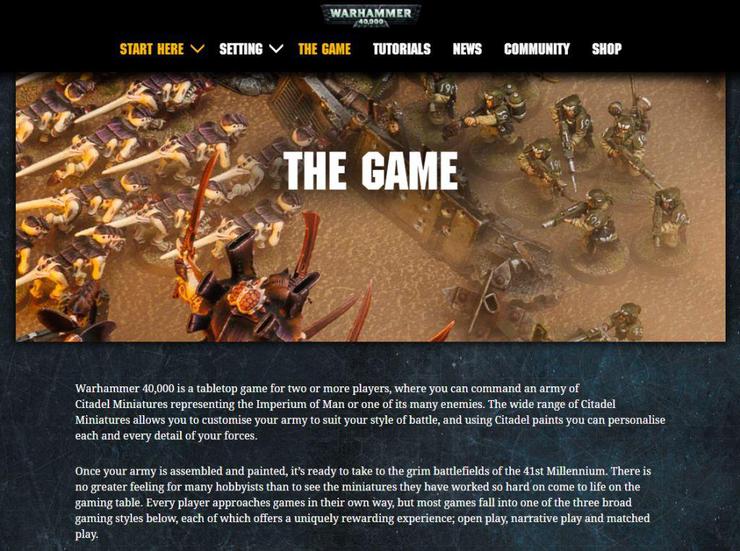Warhammer Website The Game