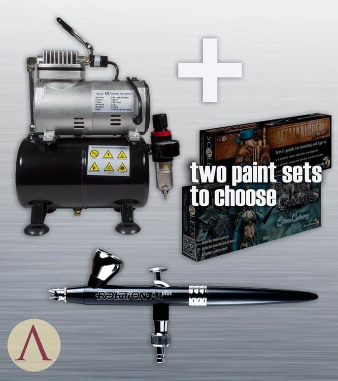 airbrush-compressor-evolution-al-plus-two-in-one-2-paint-sets-to-choose scale75