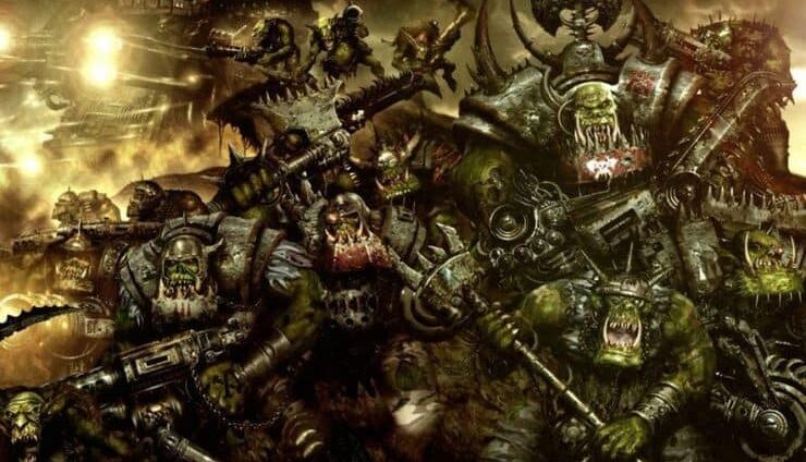 ork warboss with group