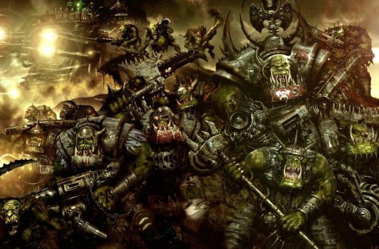 ork warboss with group