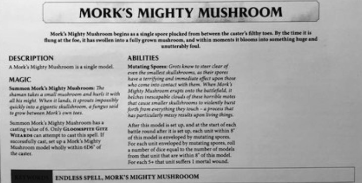 Mork’s Mighty Mushroom Gloomspite Gitz Age of Sigmar Endless Spells 