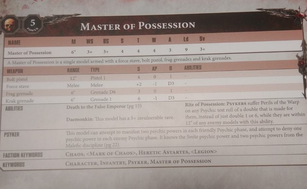master of possession stat