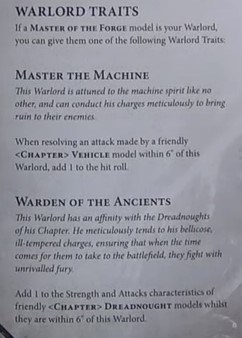 MAster of the forge warlord traits