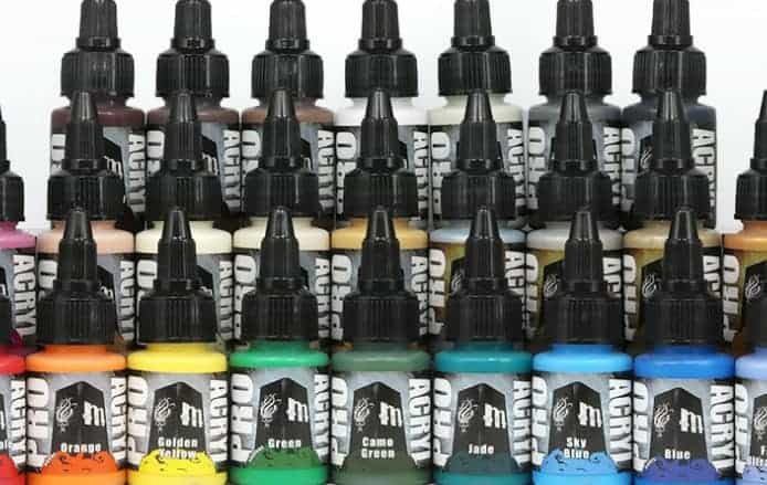 Monument Hobbies Pro Acryl Base Set Acrylic Model Paints for Plastic Models  - Miniature Painting, no-clog cap, comes loaded with glass agitator