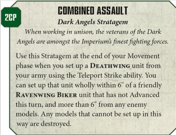 dark angels stratagem combined assault