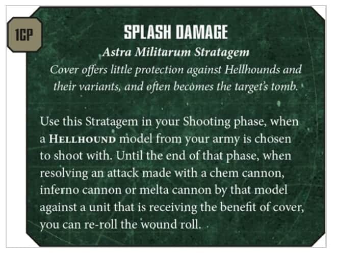 imperial guard stratagem splash damage