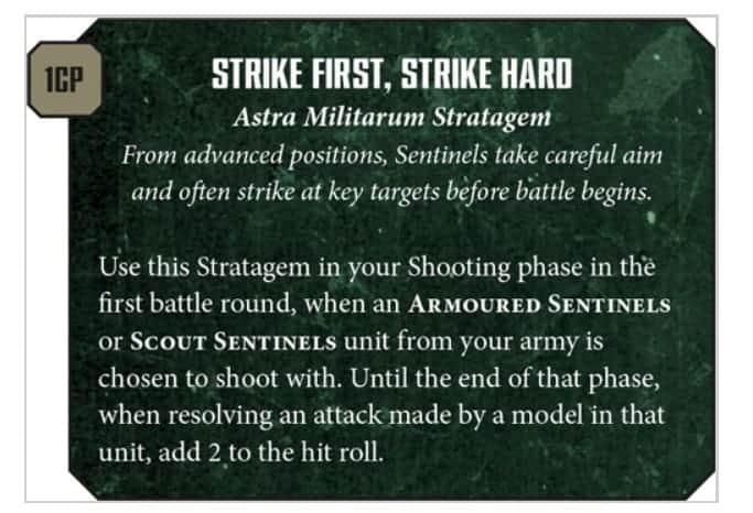 imperial guard stratagem strike first strike hard