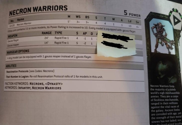 necron warrior datasheet