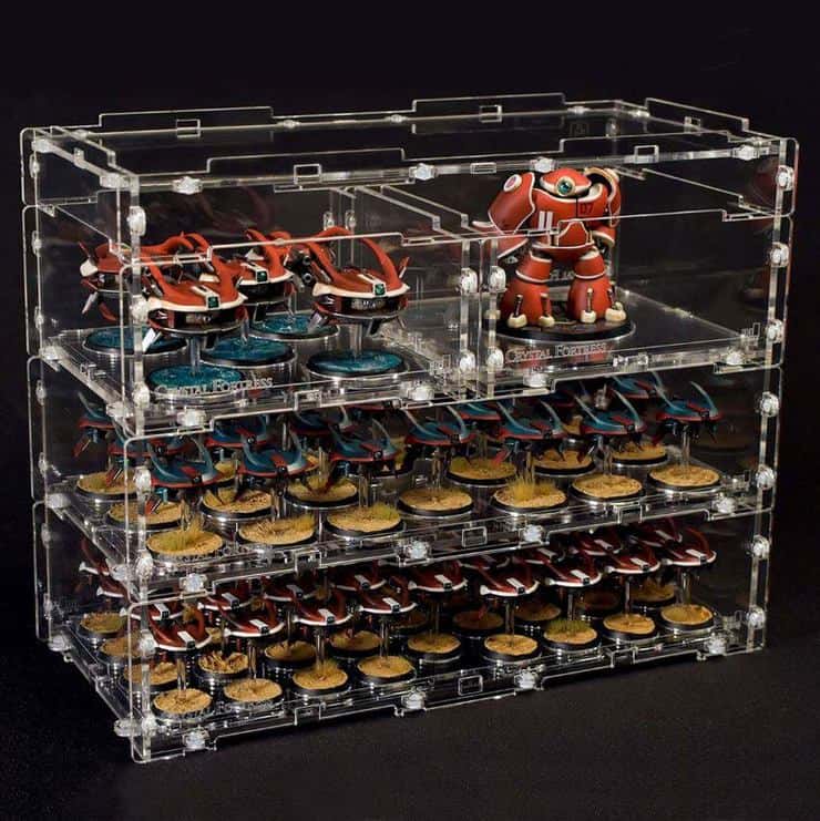 TORIBIO Miniature Storage Figure Case, Miniature Sturdy Hard Case 48 Slot  Figurine Minature Carrying Case, Compatible with Warhammer 40k, Dungeons 