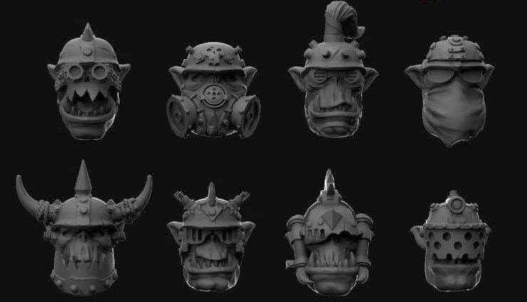 Orc Bits from Hardcore Miniatures Scrappers Orc Boyz Heads feature r