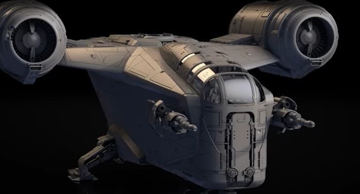 The Mandalorian Razor Crest Big Model Spaceship Silver Fan sculpt moving parts 
