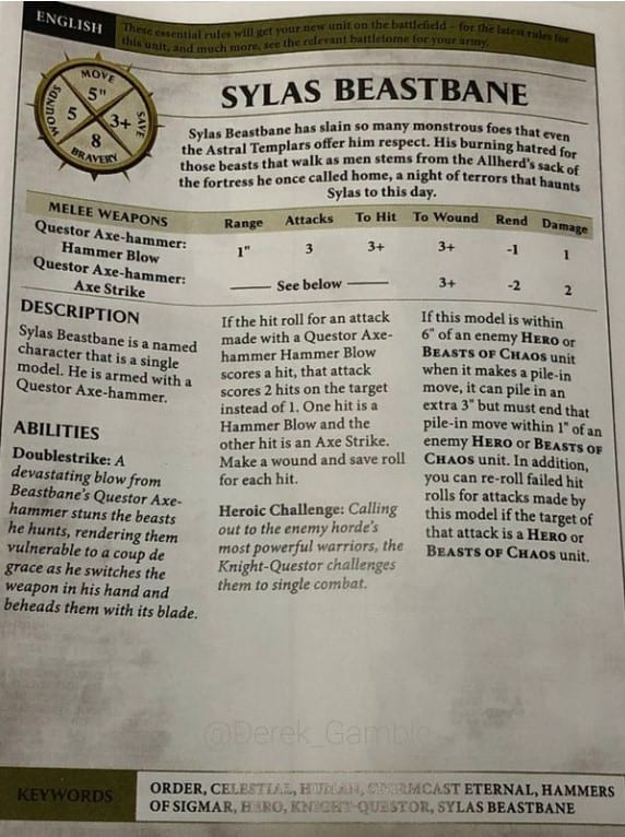 GW Exclusive Model Sylas Beastbane AoS Rules Spotted!