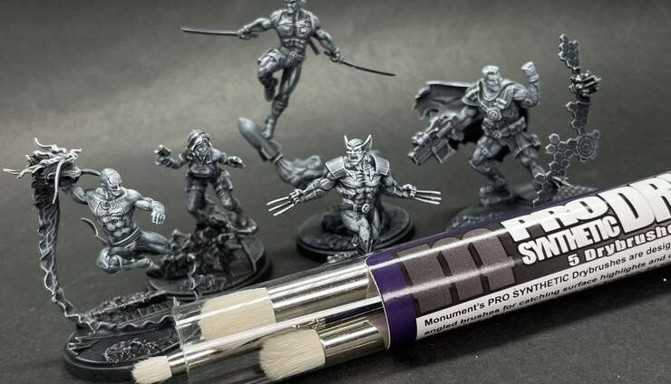 marvel crisis protocol x-force drybrushed Monument Hobbies sable brushes paint synthetic best painting miniatures paint brushes for miniature