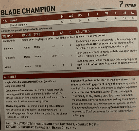 Blade Champion rules from shadowthrone
