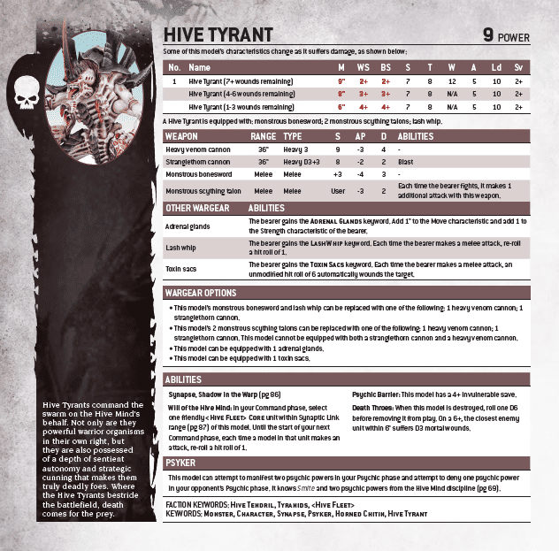 hive tyant rules datasheet Tyranids codex