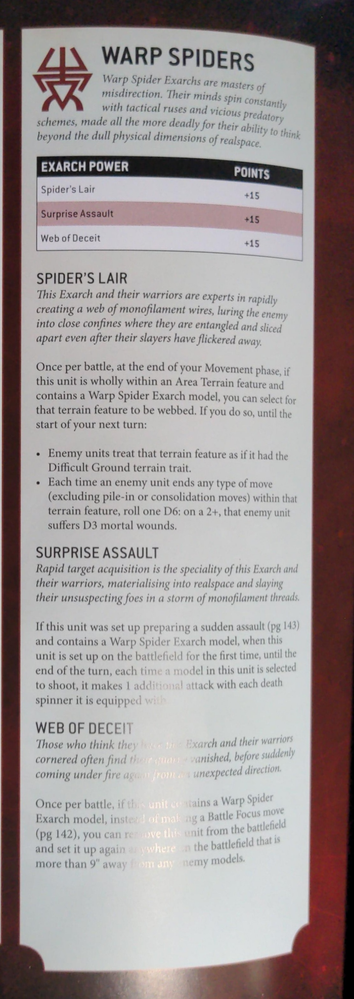 warp spiders exarch powers