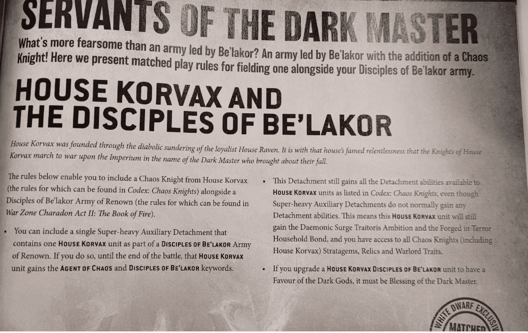 Korvax and Be'lakor rules