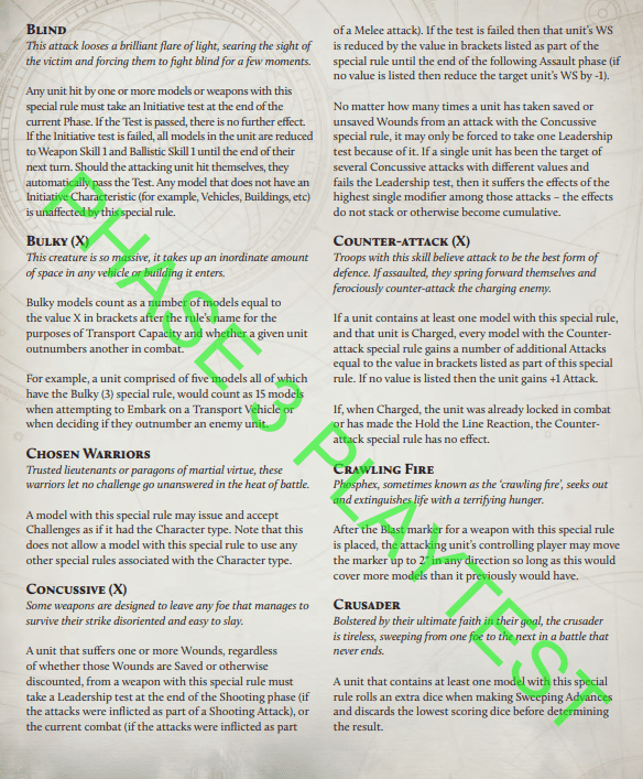 Special Weapons Rules Horus Heresy 5