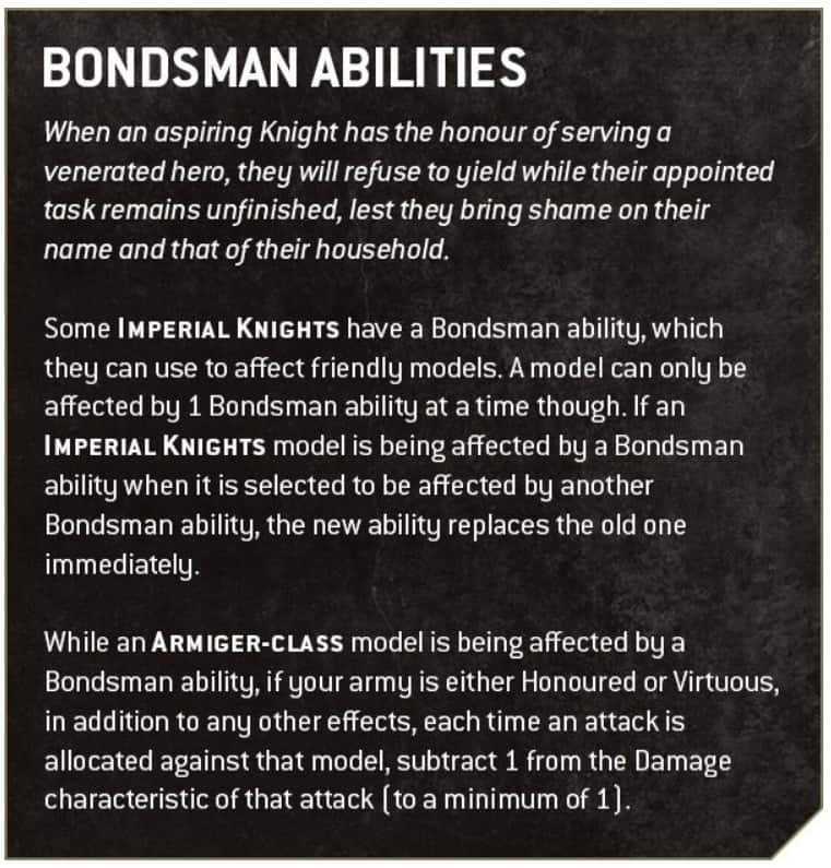 knights Bondsman Abilties