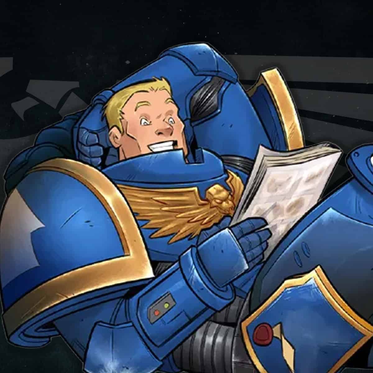 space marine warhammer reading comic artwork april fools