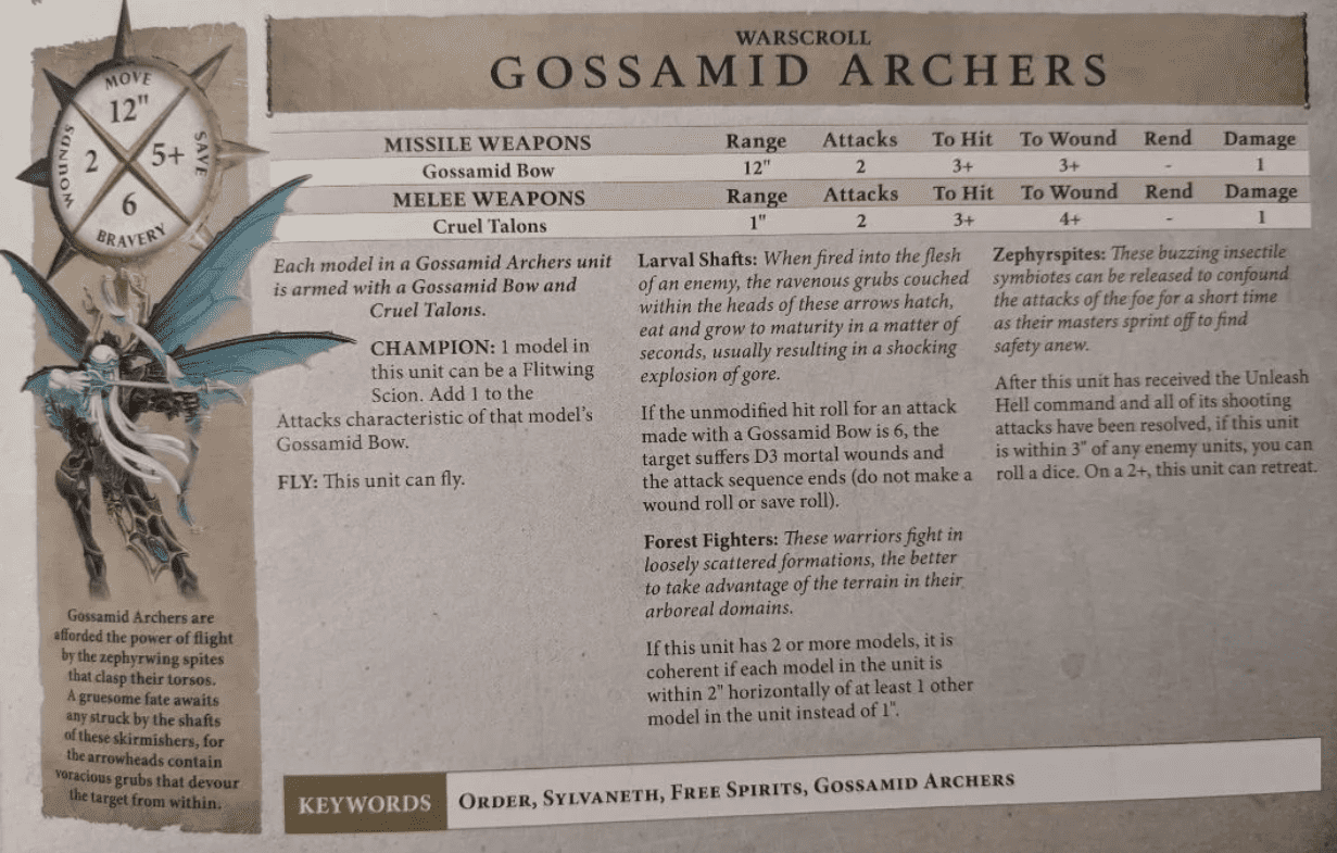 gossamid archers sylvaneth rules warscroll