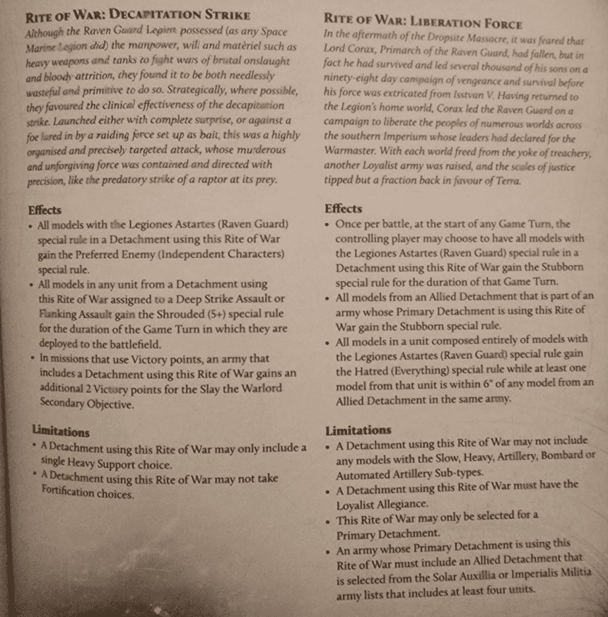 The New Horus Heresy Raven Guard Rules Very, Very, Sneaky!