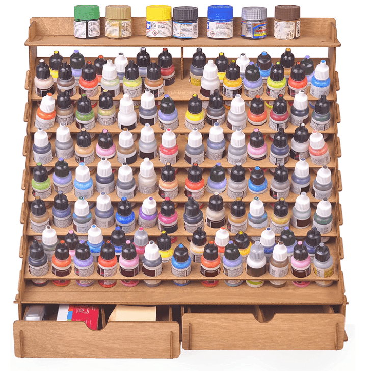 PLYDOLEX Citadel Paint Organizer for 87 Paint Bottles and 14 Brushes - –  Plywood Organizers for Miniaute Painters - Wooden HandCraft Gift and  Accessories by Plydolex