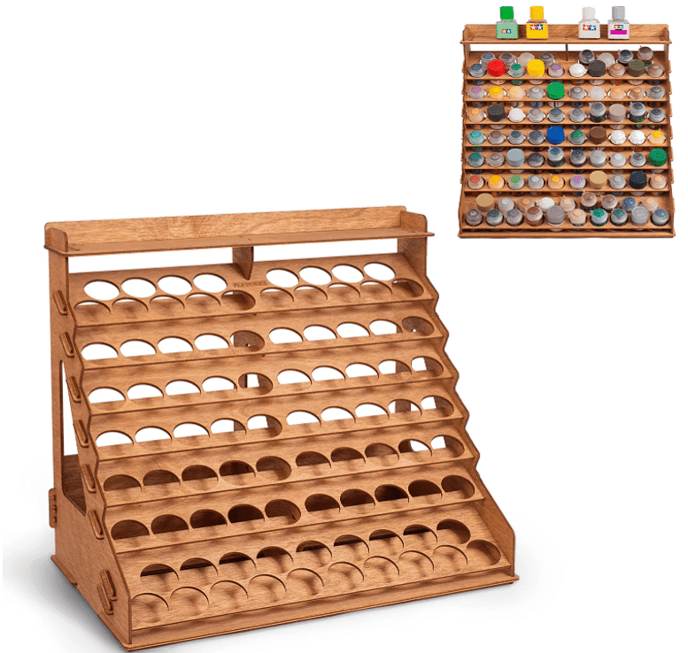Rotating Carousel Paint Storage Rack Holds 48 Citadel/Vallejo/Army Painter  Botlles Wooden Hobby & Craft Painting Station Organizer Caddy for D&D