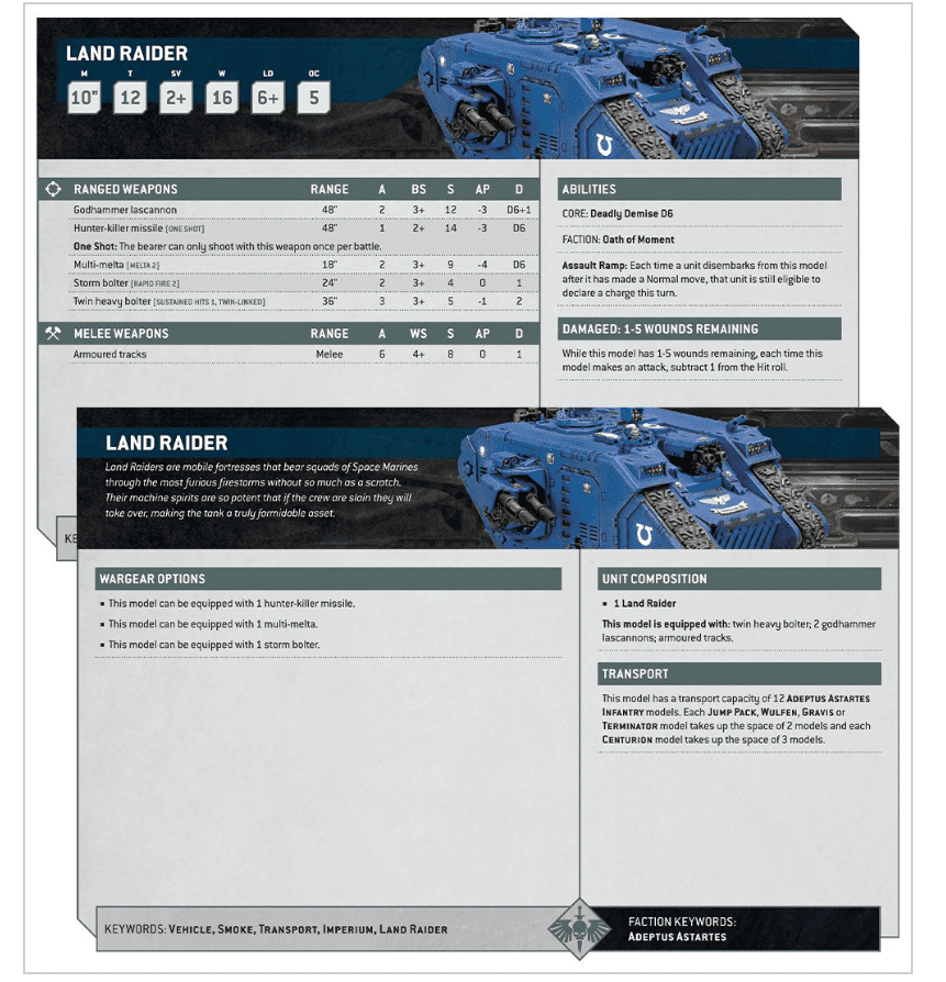 New Space Marines 10th Edition 40k Rules: Datasheets & Index Cards