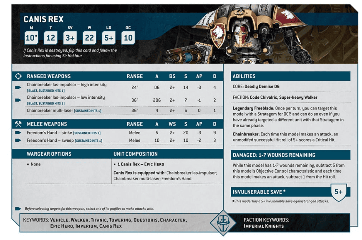 New Imperial Knights 10th Edition 40k Rules: Datasheets & Index Cards