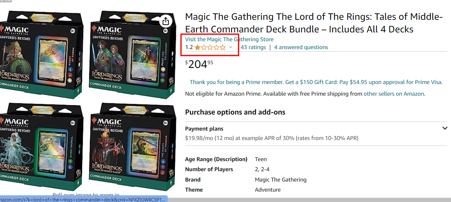 lotr Magic Deck Item page