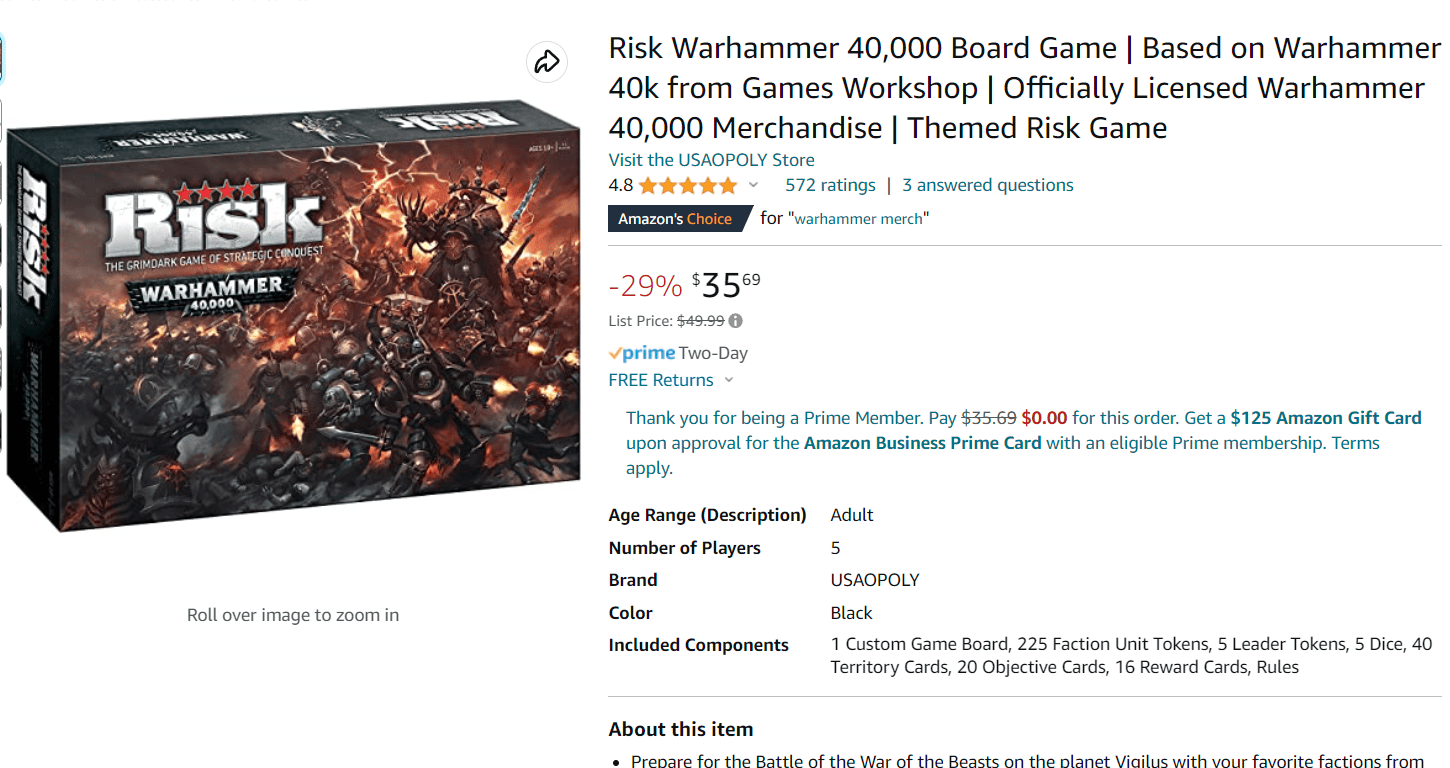 New Board Games - Risk: Warhammer 40,000