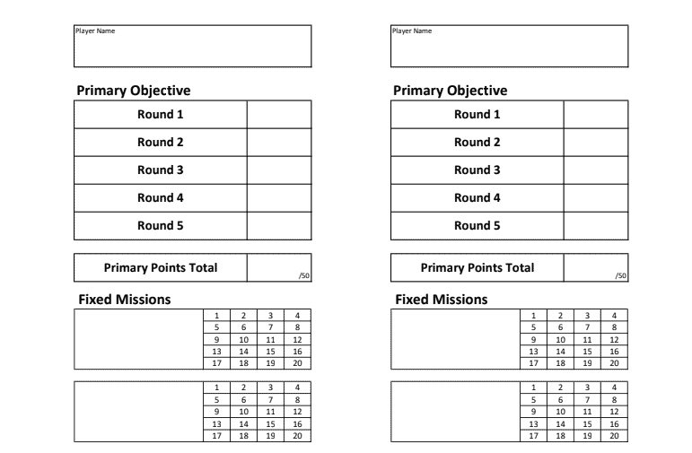 Free 10th Edition Warhammer 40k Scoring Sheet Download 