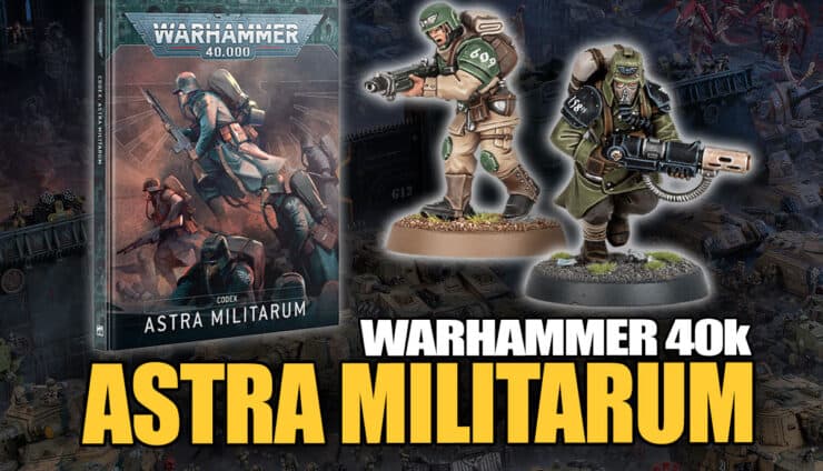 40k astra militarum codex product shot painted cadian and death korps miniatures shaded battlefield behind how to play hor wal