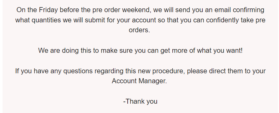 GW ordering stores update