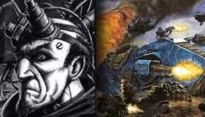 arkhan land face art and land raider art next to it warhammer 40k