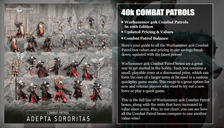 sisters of battle adept sororitas combat patrol value pricing