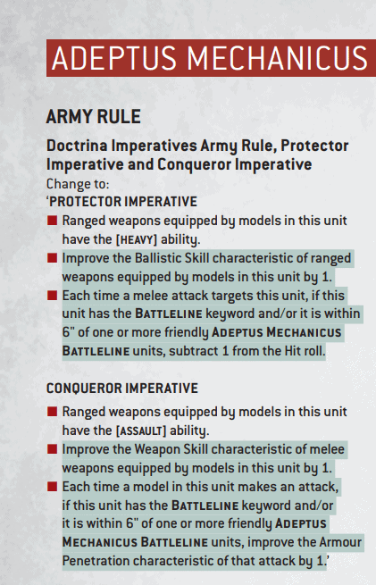 Ad Mech Core Rule