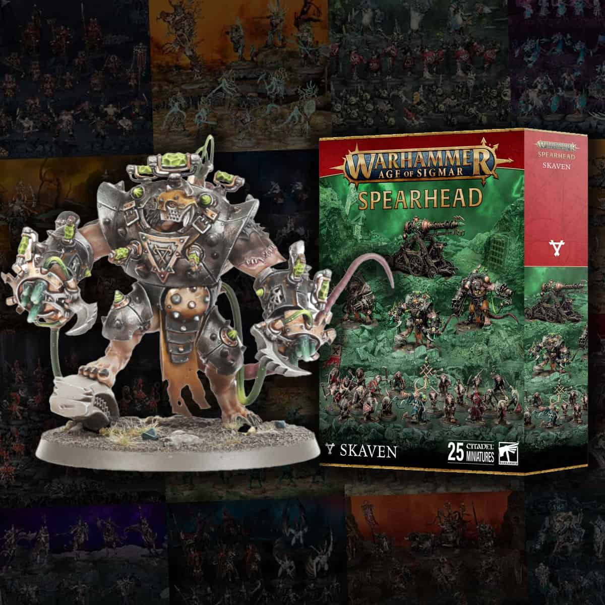 skaven spearhead product shot and painted rat ogre age of sigmar