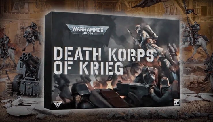 death korps of krieg header box army with models in backgroud wal hor