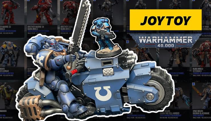 joytoy-warhammer-40k-space-marine-bike-with-ultramarine-painted-miniature-game-scale-on-top-checklist-background