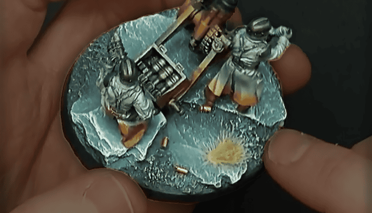 painting death korps of krieg infantry how to paint tutorial painted minatures shown in hand