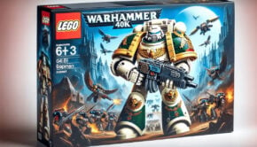 Lego warhammer 40k imaginary product box kit with space marine on front