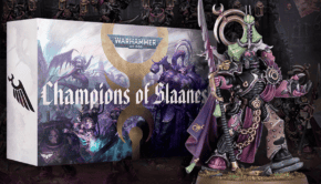 champions of slaanesh emperor champion army box set image painted Lords Kakophonist. and models in background reveal warhammer 40k