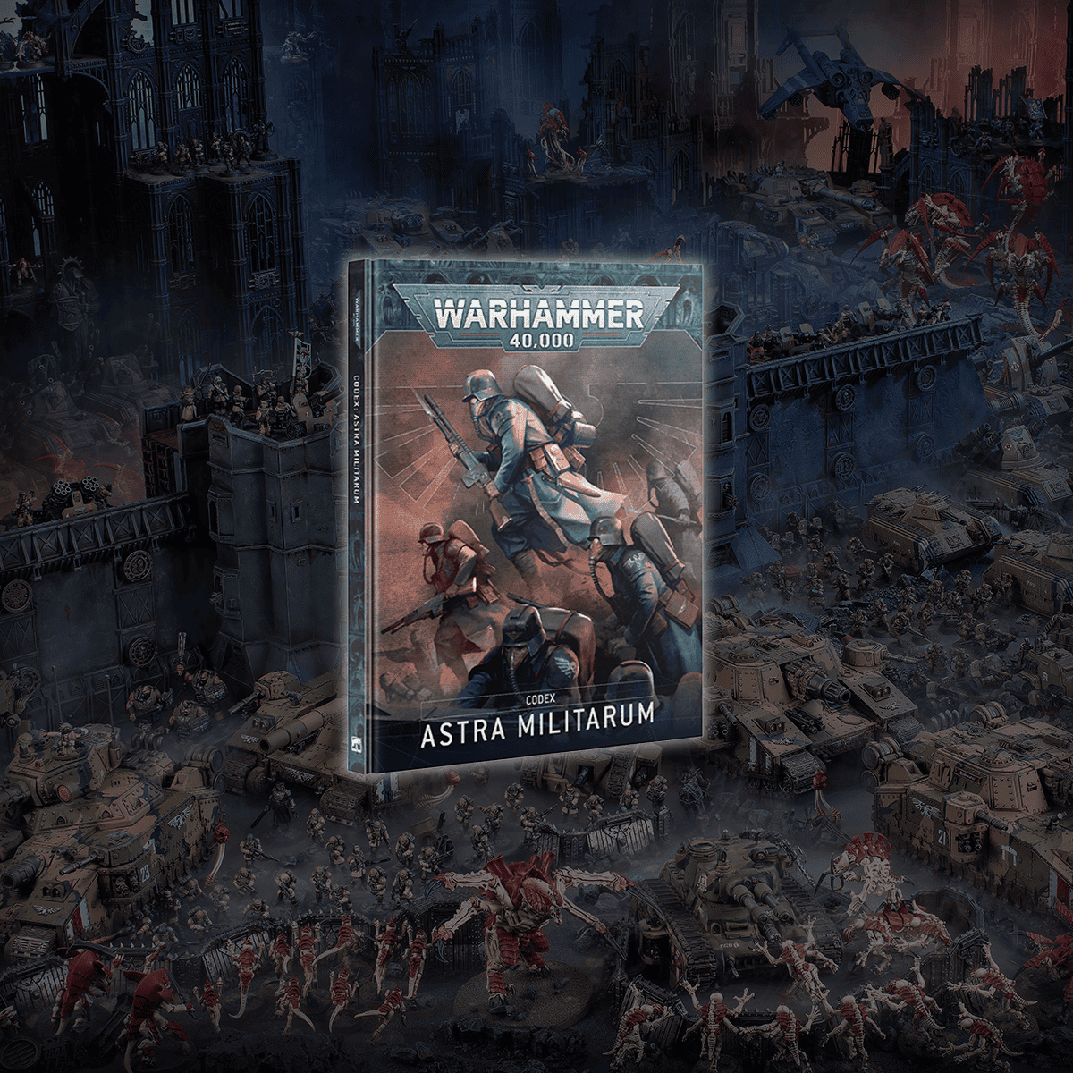 imperial guard codex with game behind warhammer 40k