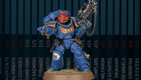 meta painted space marine with win rates behind him