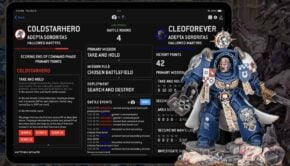 battlebase app screenshot of UI and painted warhammer model