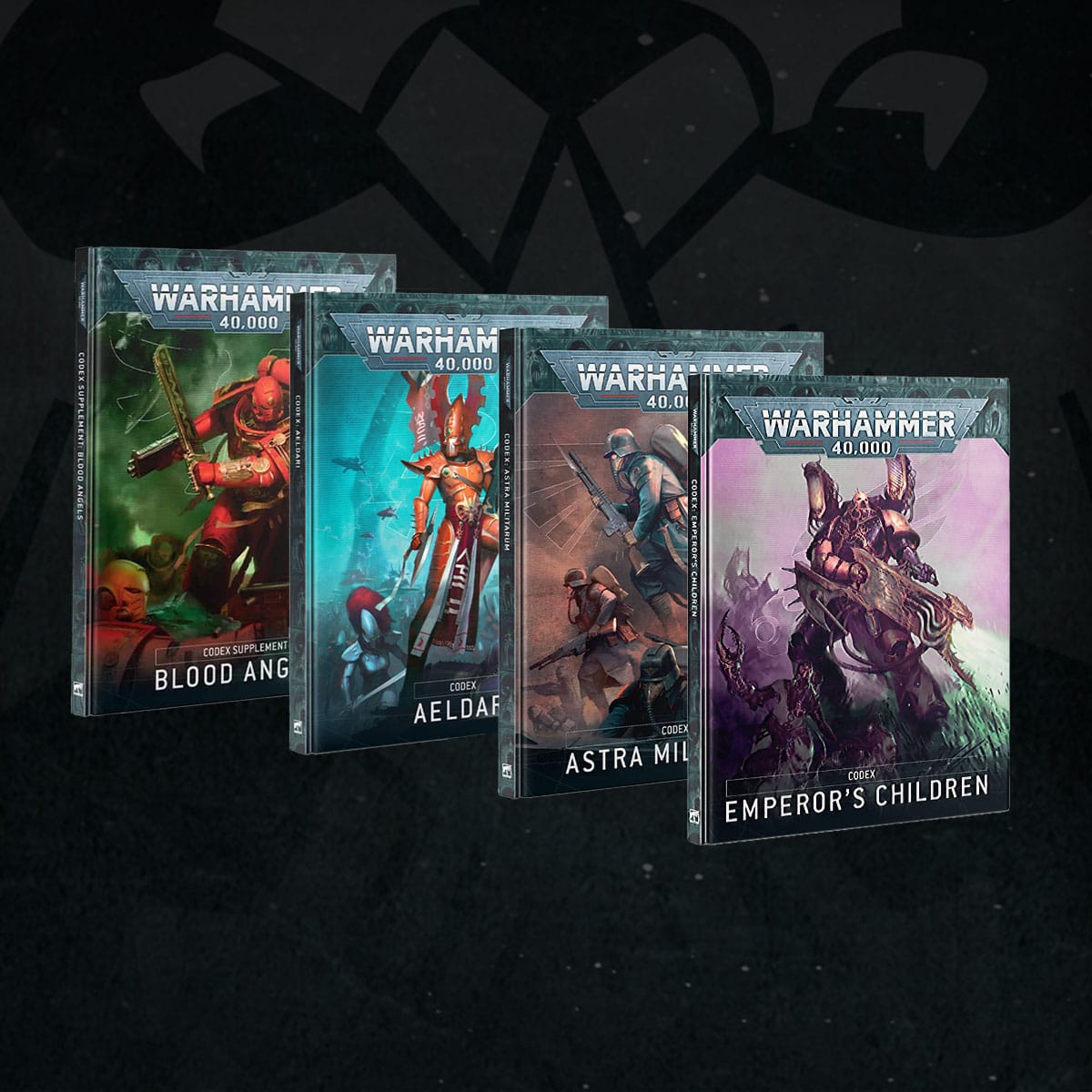 new codex roadmap 2025 book covers warhammer 40k emperor's children, blood angels, aeldari astra militarum